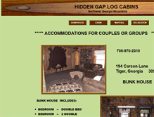 Tablet Screenshot of hiddengapcabins.com